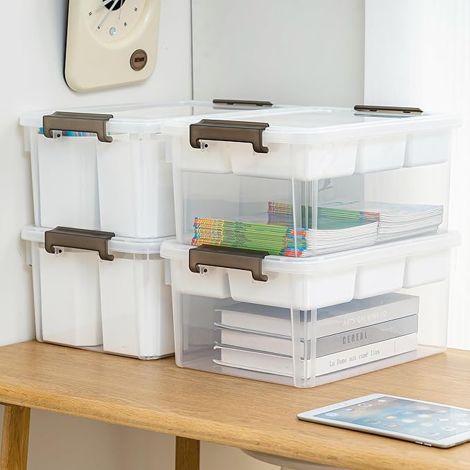 Citylife 17 QT Plastic Storage Box with Removable Tray and 6 Detachable Tall Inserts Craft Organizers and Storage Clear Storage Container for Organizing Crayon, Craft, Sewing, Playdoh, 4 Packs - Image 7
