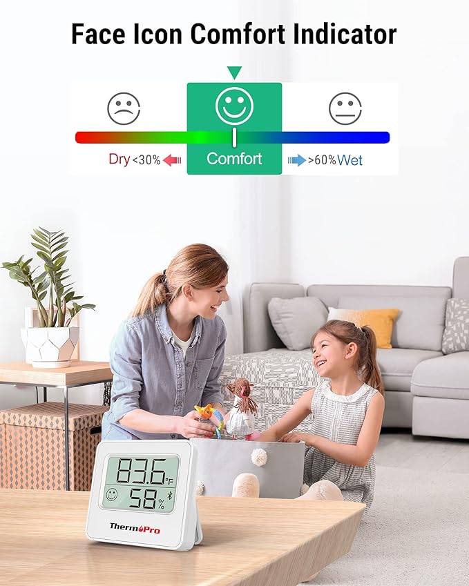 ThermoPro TP357 Digital Hygrometer Indoor Thermometer of 260FT, Bluetooth Thermometer Humidity Meter with Smart App, Room Thermometer Humidity Gauge with Temperature Humidity Sensor - Image 4