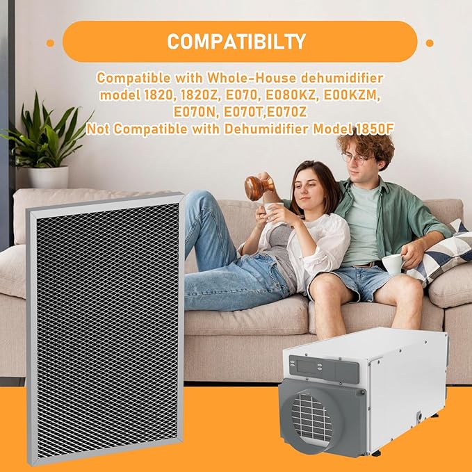 5695 Washable Dehumidifier Filter Replacement MERV 8 Compatible with Whole-House Dehumidifiers Models 1820 & E070 Series, Size: 8 x 11.7 x1, 2 Pack - Image 4
