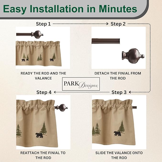 Park Designs Farmhouse Kitchen Valances for Windows - Black Bear Embroidered | Fall Decor Window Valance Curtains | Plaid Curtain Valances for Windows | Boho Living Rooms & Bathrooms | 60" x 14" - Image 4