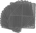 MYFAMIREA Modular Interlocking Cushion 12 Pack 11.8" x 11.8" Rubber Floor Tiles Non-Slip Splicing Drainage Mats for Deck, Pool, Shower, Patio, Balcony, Bathroom, Kitchen, Yard (1 Rows Dots, Dark Gray) by MYFAMIREA