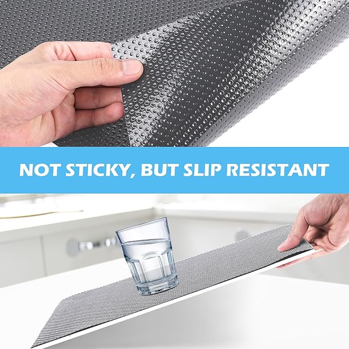 Drawer Liners, Waterproof Shelf Liner, Anti-Slip Non-Adhesive BPA Free Kitchen Cupboard Cabinet Liner Refridge Fridge Mats Sink Protector Strong Durable for Home (Grey/23.6in x 20Ft) - Image 3