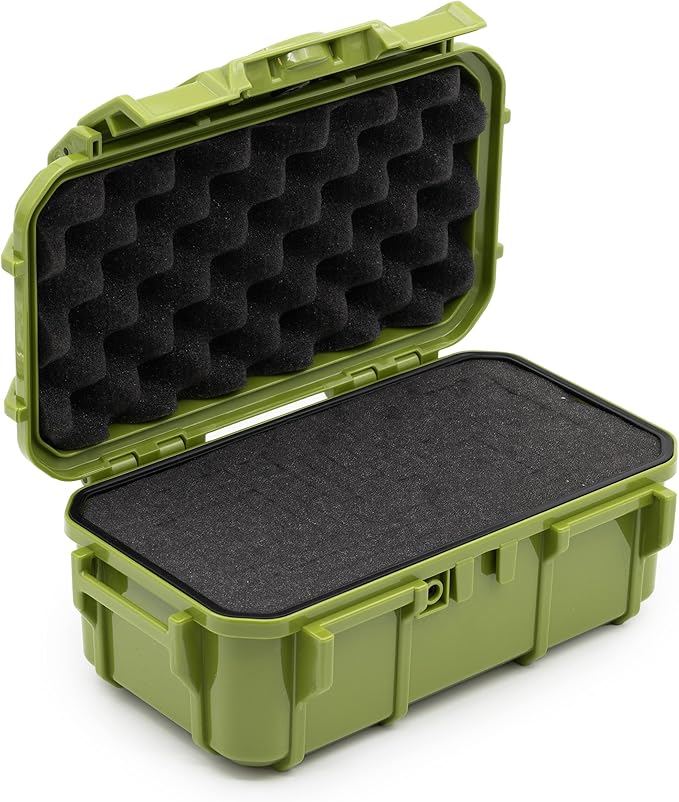 Evergreen 57 Waterproof Dry Box Protective Case with Pick & Pluck Foam - Travel Safe/Mil Spec/USA Made - for Cameras, Phones, Hiking, Boating, Water Sports, Action Cams (Green) by EvergreenCases