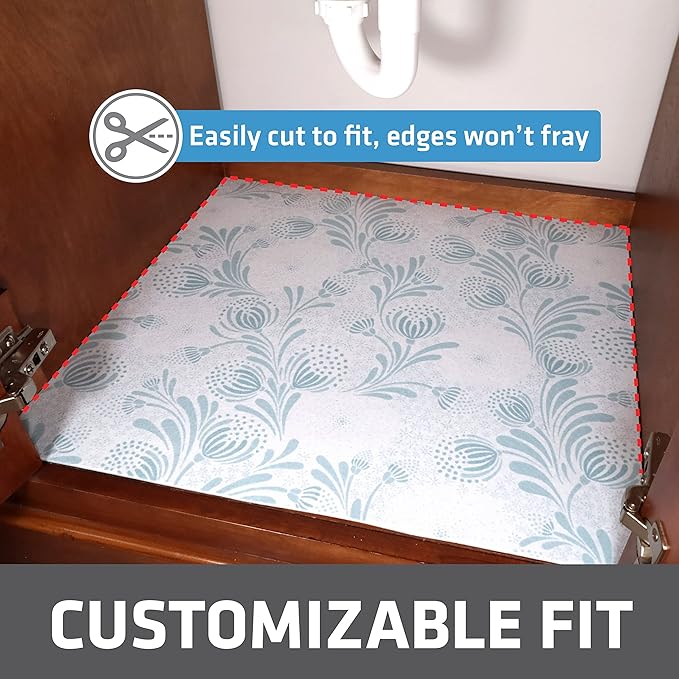 Drymate Premium XL Under Sink Mat, Waterproof Cabinet Protection Mats for Kitchen & Bathroom, Absorbent Shelf Liners, Slip-Resistant, Non-Adhesive, Machine Washable (USA Made)(24”x59”)(Light Blue) - Image 3