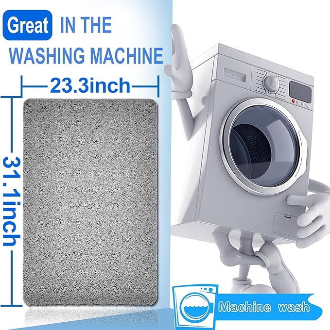 Shower Mats Non Slip for Elderly, 24x32’’Lager Loofah Bath Mats for Shower, Non-Slip Bath Mat for Elderly-Grey - Image 2