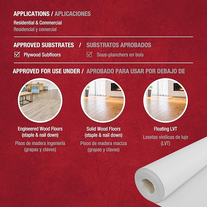 ROBERTS 70-198 Silicone Moisture Barrier Underlayment for Solid & Engineered Wood Floors & LVP - 31.5 in. x 76.25 ft. x 6 mil - 200 sq. ft. coverage - Image 5