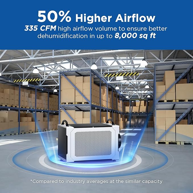 235 Pints Commercial Dehumidifier with Pump and Drain Hose, Crawl Space dehumidifier Basement, Industry Water Damage Unit, 100 PPD at AHAM, Ideal for Industrial and Job Sites - Image 4