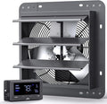 iLIVING 12" Wall Mounted Shutter Exhaust Fan, Automatic Shutter, Temperature and Humidity Controls with Variable Speed, 960 CFM at 1600 RPM DC Motor by iLiving