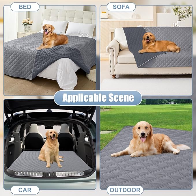 Smiry Waterproof Dog Bed Cover Pet Blanket, Soft Washable Dog Blanket for Furniture Bed Couch Sofa Reversible, Checkered (40"x50", Grey/Dark Grey) - Image 7