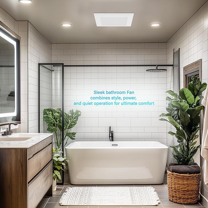 Ventilation Fan With Grille for Bathroom and Home, 100CFM, 25W Ceiling Mount Shower Exhaust Fan, 120V, White, Wet Rated, ETL Certified - Image 7