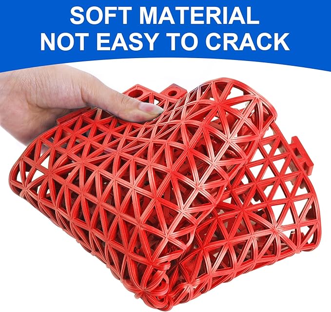 MYFAMIREA Modular Interlocking Cushion 12 Pack 11.8" x 11.8" Rubber Floor Tiles Non-Slip Splicing Drainage Mats for Deck, Pool, Outdoor Shower, Patio, Balcony, Indoor Bathroom, Kitchen, Yard (Red) - Image 3