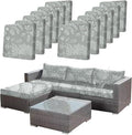 Ourdoor Cushion Covers Waterproof Set of 12 Floral Printed Stretch Patio Chair Cushino Covers for Patio Furniture Replacement,Washable Couch Covers for Furniture(Grey) by CALBODE