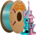 ERYONE Silk Dual Color PLA Filament 3D Printer 1.75mm +/- 0.03mm, Bicolor Filament Two Tone PLA 1KG(2.2lbs) Cardboard Spool, Teal&Orange Red by ERYONE