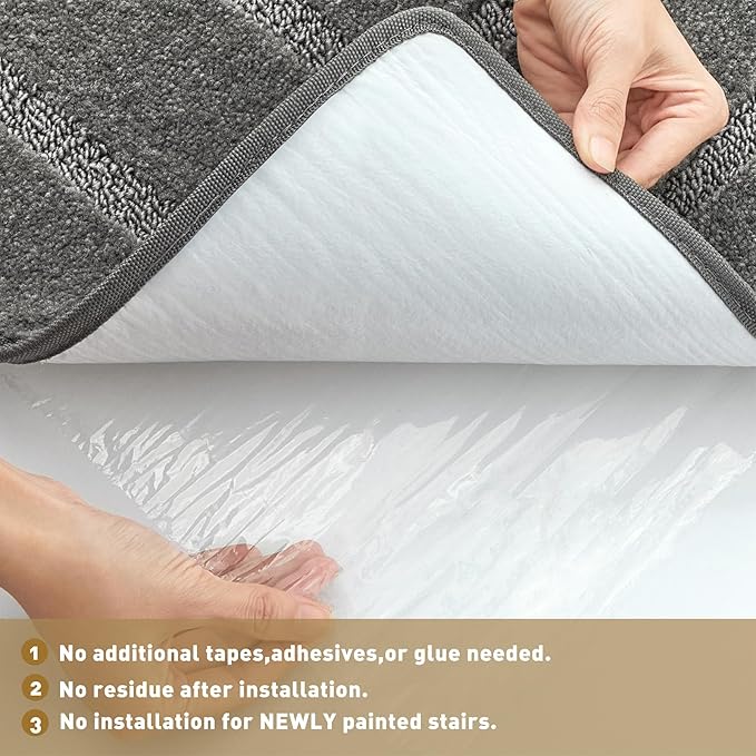 PURE ERA Carpet Stair Tread Landing Mat Tape Free Self Adhesive Non Slip Skid Resistant Indoor Doormat Area Rug Floor Mat for Kitchen Bathroom Workstations Washable 2' X 3' - Image 4