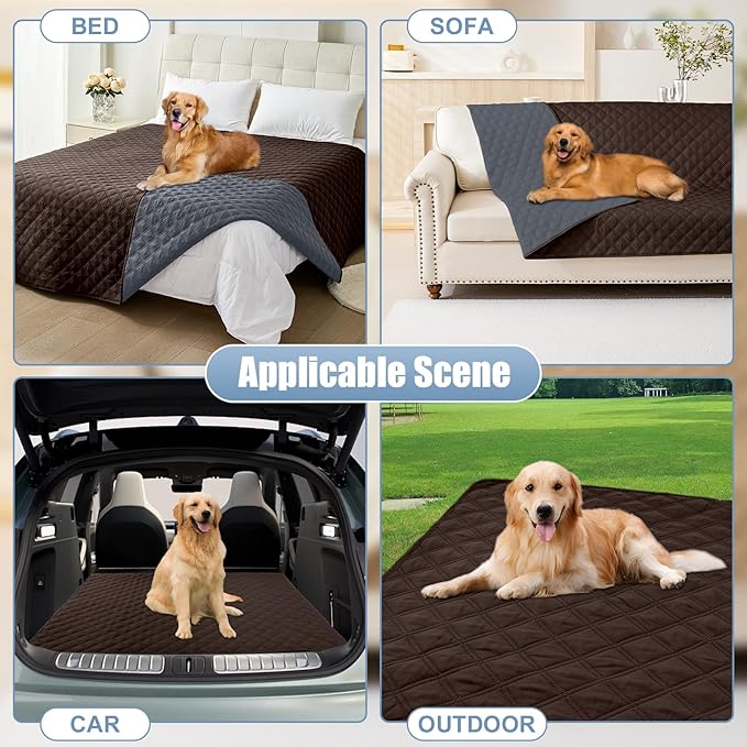 Smiry Waterproof Dog Bed Cover Pet Blanket, Soft Washable Dog Blanket for Furniture Bed Couch Sofa Reversible, Checkered (40"x50", Chocolate/Dark Grey) - Image 7