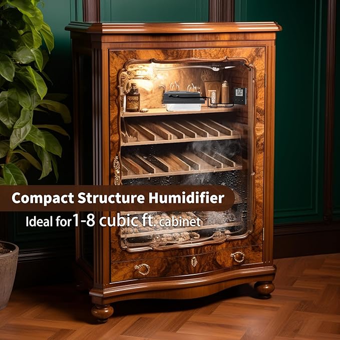 Briidea Electric Humidifiers for Cabinet (1-8 Cubic Ft.), 30% RH~80% RH Humidity Setting Values, Perfect Monitoring Temperature and Humidity, 12V Adapter Power Supply - Image 6