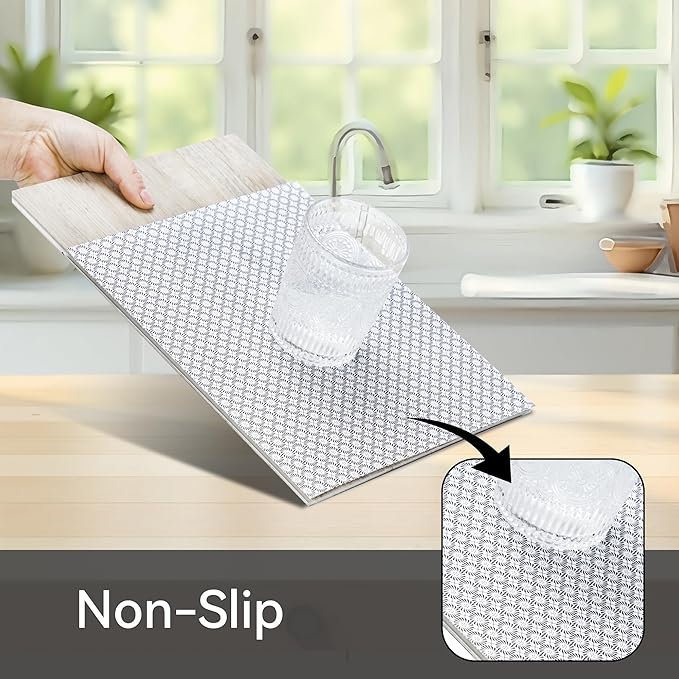 FIFTY FEET 18"x96" Non-Adhesive Shelf Liner for Kitchen Cabinets and Drawers, Washable Non-Slip PVC Cabinet Liner (Black Circle)(5 Roll) - Image 2