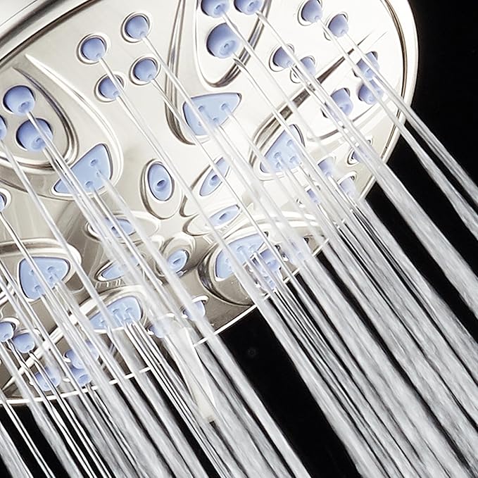 AquaDance Antimicrobial – Anti-Clog High-Pressure 6-Setting Shower Head with Microban Nozzle Protection from Growth of Mold, Mildew & Bacteria for Stronger Shower! 4" Sunset Blue - Image 8
