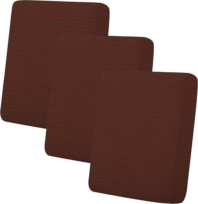 Easy-Going Stretch Individual Chair Couch Cushion Cover Sofa Cushion Furniture Protector Sofa slipcover Soft Flexibility with Elastic Bottom (3-Piece Sofa Cushion Cover, Coffee) by Easy-Going