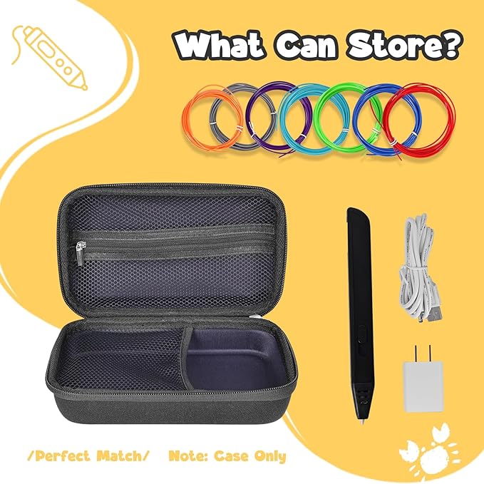 Case Compatible with 3Doodler Start+ Essentials for 3D Pen Set for Kids, Carrying Holder Fit for Printing Pens, Storage Organizer for Printing Filament Refill, Micro-USB Charger (3D-04B-Black) - Image 5