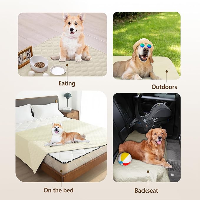 gogobunny 100% Double-Sided Waterproof Dog Bed Cover Pet Blanket Sofa Couch Furniture Protector for Puppy Large Dog Cat, Reversible (30x80 Inch (Pack of 1), Dark Cream/Light Cream) - Image 4
