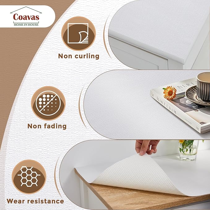 Coavas Extra Grip Thickened Shelf and Drawer Liner - Non-Adhesive Non-Slip Waterproof Mats for Kitchen Cabinets, Drawers, Shelves, Dresser & Cupboard, Easy Cut DIY (White, 12IN x 30FT) - Image 4