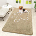 OLANLY Dog Door Mat for Muddy Paws 59x32, Paw Print Design, Absorbs Moisture and Dirt, Absorbent Non-Slip Washable Doormat, Quick Dry Chenille Mud Mat for Dogs, Entry Indoor Entryway Carpet, Beige by OLANLY