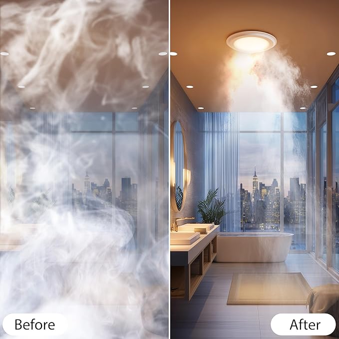 100CFM Round Bathroom Ventilation Fan: Quiet 1.2 Sones Ceiling Mount Exhaust Fan Combo with Integrated LED Light, 5CCT Selectable, Dimmable, Wet Rated, ETL Certified - Image 7