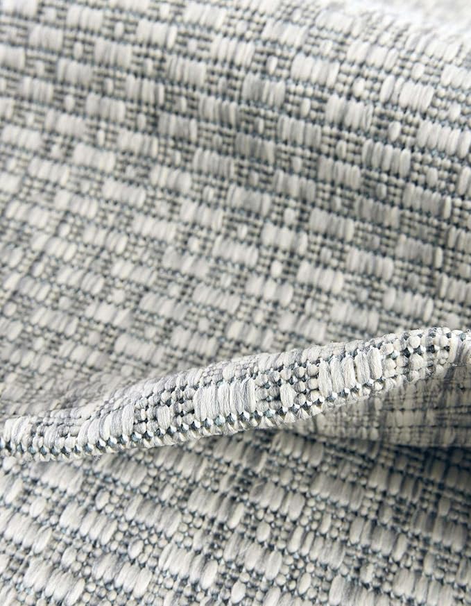Unique Loom Outdoor Solid Collection Area Rug (7' 10" x 10' Rectangle Light Gray/Ivory) - Image 7