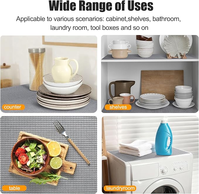 Songrey Non-Adhesive Drawer and Shelf Liner, Non Slip Cabinet Liners, Protect Kitchen Cupboard, Bathroom Drawers, Breathable, Thick Strong Grip mat (20IN x 20FT, Cream) - Image 6