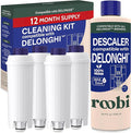 Roobi DeLonghi Compatible Cleaning Descaling Kit. Includes 1 Bottle of Descaling Solution and 4 DeLonghi Filters. Carbon Neutral DeLonghi Cleaner Descaler Kit. 1 Year Supply. by Roobi