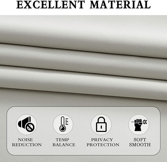 DONREN 108 Inch Length Light Grey Curtain Panels/Drapes for Living Room Solid Energy Efficient Room Darkening Bedroom Curtains Thermal Insulated W 60 x L108 inch - Image 4