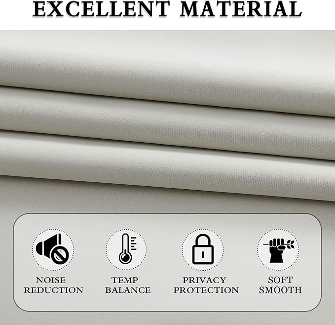 DONREN 96 Inches Long 2 Panels Blackout Curtain Panels for Bedroom - Rod Pocket Thermal Insulated Drapes for Living Room(Light Grey,52 W x 96 L) - Image 4