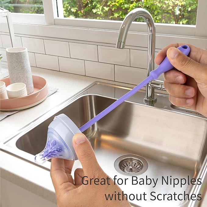 A-Brush Silicone Bottle Cleaner Brush, 3 Piece Set, Long Handle - Water Bottle Cleaner, Baby Bottle Nipple Brush for Plastic & Glass, BPA-Free Dish Washing Brush A2S Protection - Image 6