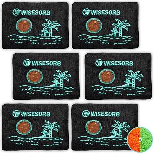 50gx6pcs Rechargeable Desiccant Packs for Storage, Color Indicating Silica Gel Packets Moisture Absorbers with Transparent Window, Reusable Dehumidifier Bags for Safe 3D Filaments Electronics by Wisesorb