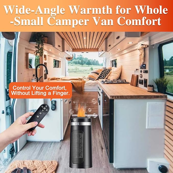 Space heaters for Indoor use, Space heater with humidifier,750w/1500W,Oscillating heater,with Tip-Over,PTC Material Rapid Heating,Humidifier with Ambient Light,12-hour timer, for 50-200 sq ft - Image 3