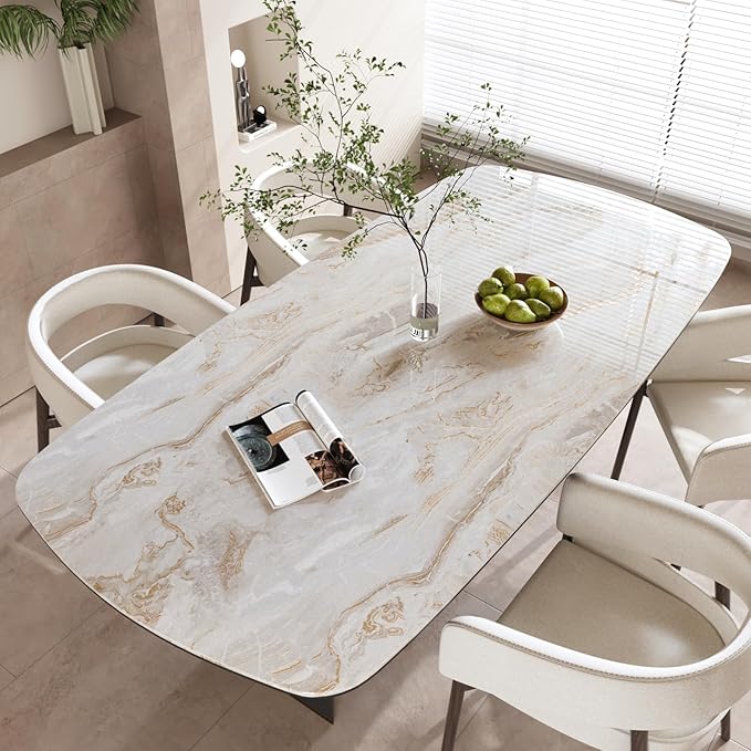 CRE8TIVE Beige Gold Liquid Marble Contact Paper for Cabinets Glossy Marble Wallpaper Peel and Stick Countertops Waterproof 12"x80" Self Adhesive Removable Wallpaper for Kitchen Desk Counter Top Covers - Image 5