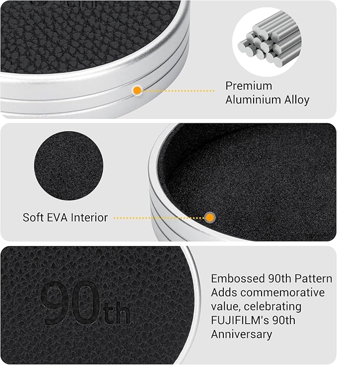 Retro Leather Lens Cap for Fujifilm Insta Mini EVO, Aluminum Anti-Dust Anti-Scratches Lightweight Camera Lens Cover with Soft EVA Interior, Accessories for Fuji Mini Evo Lens Protection Cover - Image 3