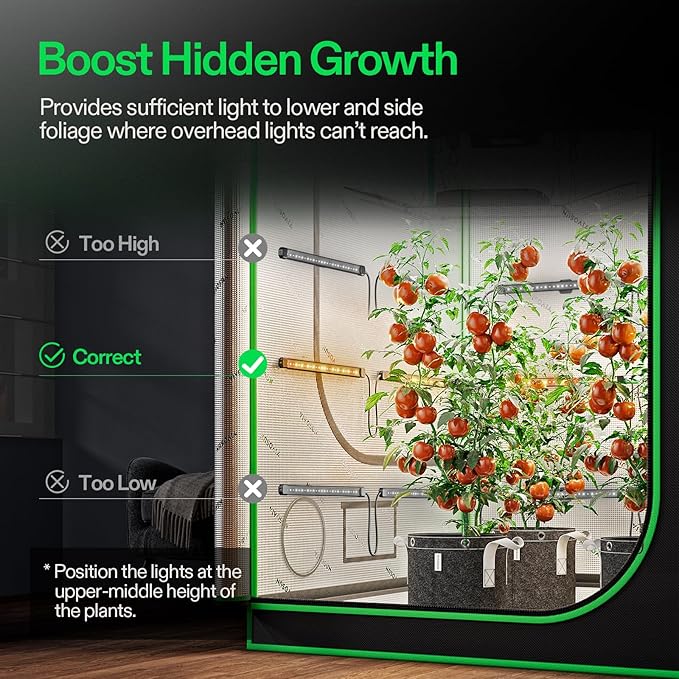 VIVOSUN Lumaray LED Grow Light Bars 16”(8-Bar), Full Spectrum Side Lighting with 60% Red Light up to 25% Yields for Grow Tents, Greenhouses, Magnet Reliability Upgraded, SGS Compatible - Image 5