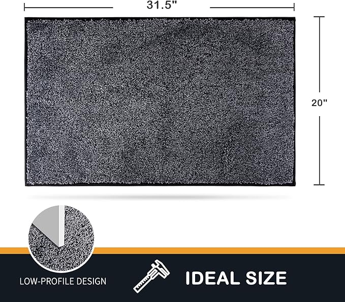 PURRUGS Dirt Trapping Door Mat 20" x 31.5", Non-Slip Machine Washable Entryway Rug, Dog Doormat, Indoor Front Door Mat, Super Absorbent Entry Rug for Muddy Shoes & Paws, Bluish Grey-Black - Image 2