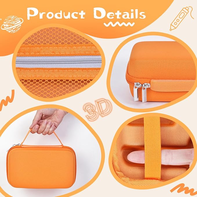 Case Compatible with 3Doodler Start+ Essentials for 3D Pen Set for Kids, Carrying Holder Fit for Printing Pens, Storage Organizer for Printing Filament Refill, Micro-USB Charger (3D-02-Orange) - Image 3