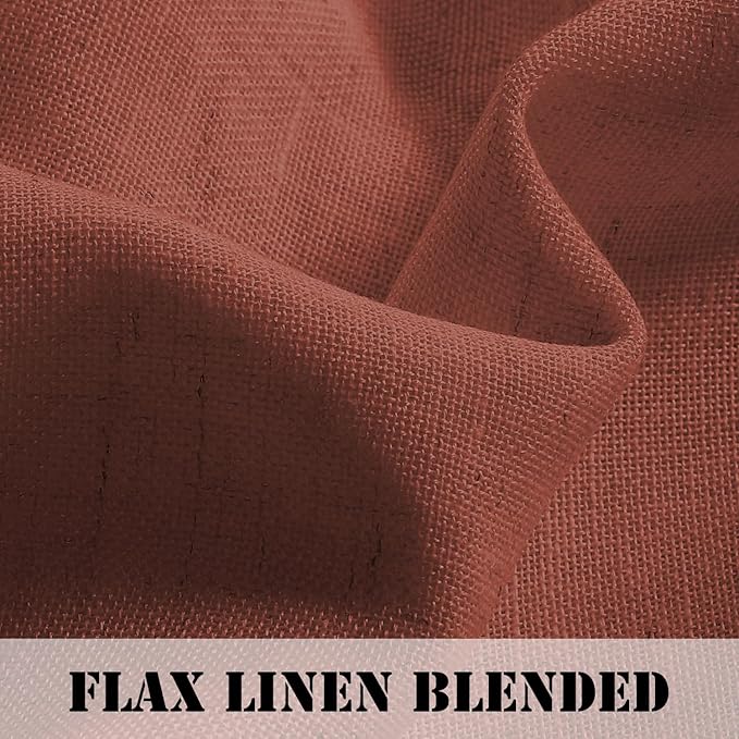 H.VERSAILTEX Linen Curtains Elegant Natural Linen Blended Curtains Energy Efficient Light Filtering/Rod Pocket Window Treatments Panels/Drapes for Living Room (Set of 2, Rust, 52 inch W X 72 inch L) - Image 4