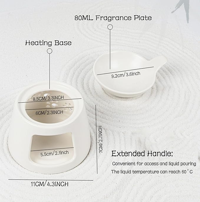 Ceramic Wax Melt Burners,Tea Light Candle Warmer,Essential Oil Burner,Candle Wax Burner Humidifier Yoga Aromatherapy Fragrance Diffuser for Living Room,Bedroom,Office Decoration,White,4 * 5IN - Image 2
