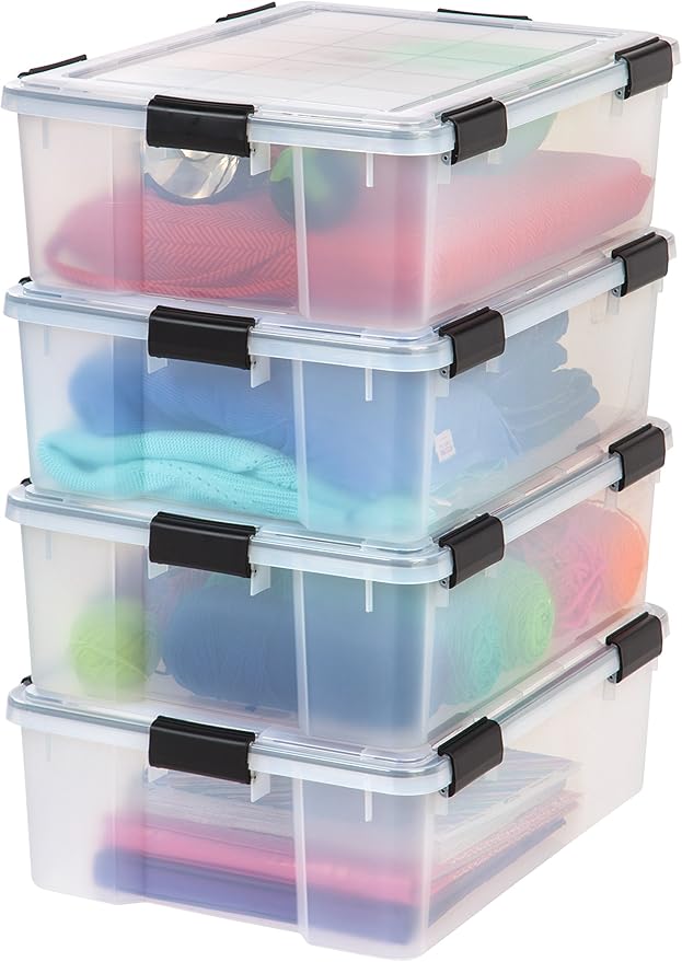 IRIS USA 41 Quart WEATHERPRO Plastic Storage Box with Durable Lid and Seal and Secure Latching Buckles, Clear with Black Buckles, 1 Pack - Image 2
