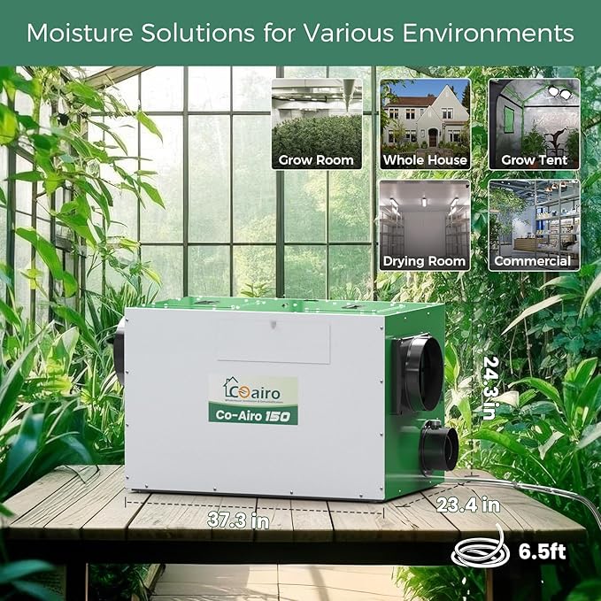 Whole House Dehumidifier with Controller, 280 Pint with Fresh Air Function, Crawl Space Dehumidifier with Drain Hose Up to 3500 sq. ft. for Grow Tent, Whole House, Commercial, Basement - Image 3