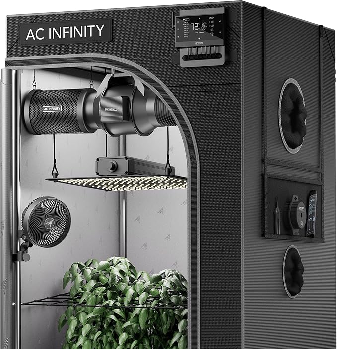 AC Infinity AI Grow System Compact 2x2, 1-Plant Kit w/Self-Learning AI Controller, Dynamic Airflow & LM301H LED Lighting Control, 2000D Mylar Tent w/Lab-Tested Reflectivity, Largest Zippered Window by ACInfinity