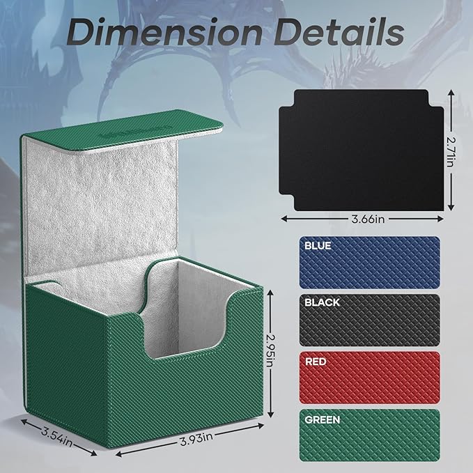 Mlikero Card Deck Box, Commander Deck Box Holds 100+ Double-Sleeved Cards with Divider, Leather Magnetic Closure Card Box Fit for MTG, TCG (Green) - Image 4
