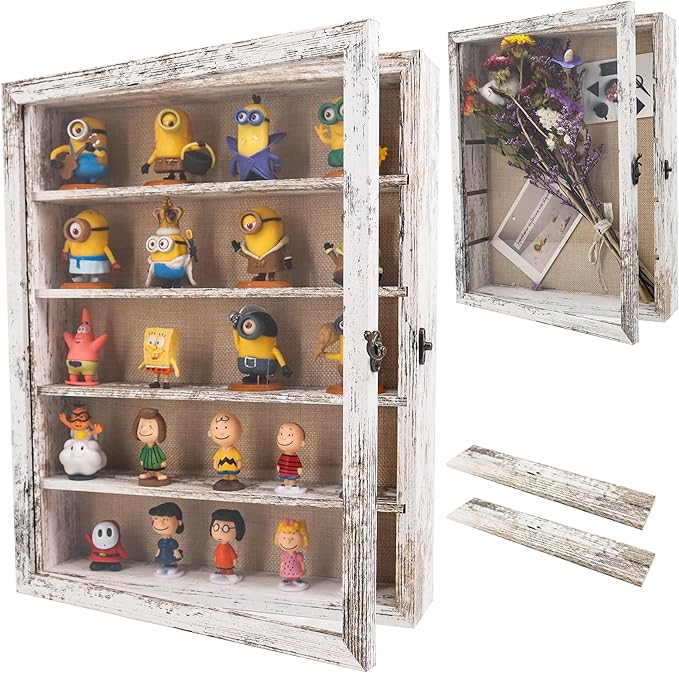 Shadow Box Frame with Removable Shelves, White 11x14 Deep Memory Box Display Case for Keepsake Collectibles, Coins Military Medals Pins Wedding Flowers by Unknown