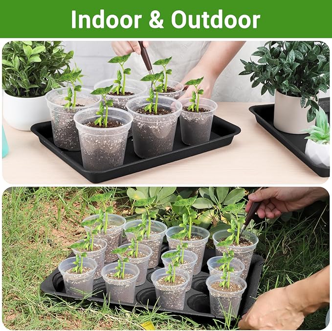 GREANER 17 Inch Plastic Plant Saucer, Black Trays for Plants, Flower Pot No Holes Plant Drip Trays, Heavy Duty Plastic Plant Saucers for Indoors Outdoors - Image 8