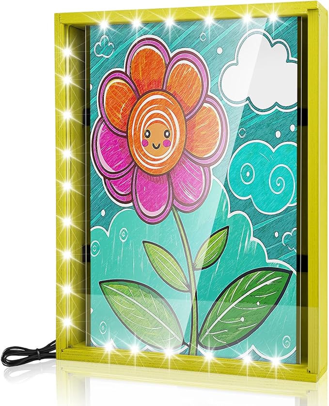 Artwork Shadow Box with LED Light, Changeable Photo Album Display & Storage Frame, Dried Flowers Display Shadow Box, Wall-mounted & TabletopGrass Green - Image 2